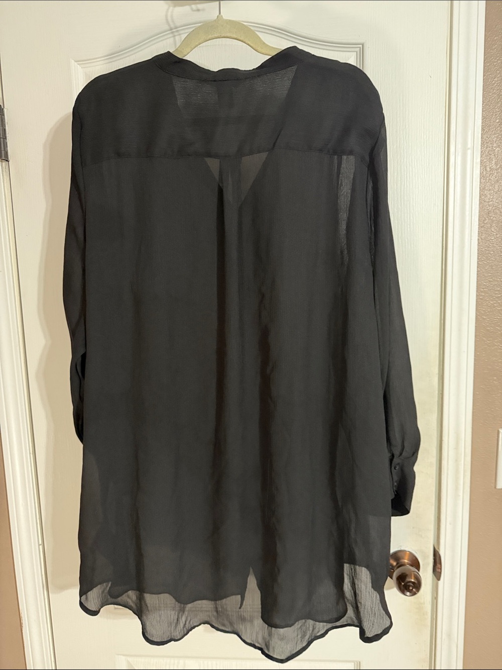 H&M Black Sheer Button-Down Blouse - Picture 3 of 4